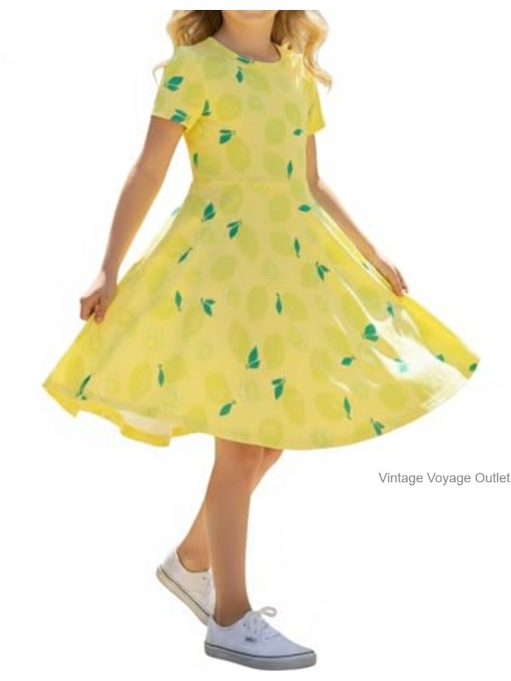 Toddler Girls Short Sleeve A-Line Twirl Dress 3-8 Years